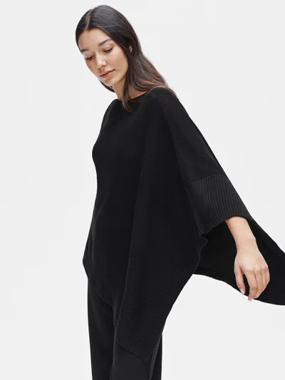 Eileen Fisher Organic Linen Cotton Poncho In Black