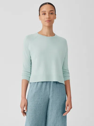 Eileen Fisher Organic Linen Cotton Raglan-sleeve Top In Green