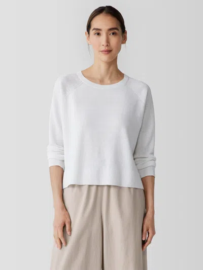 Eileen Fisher Organic Linen Cotton Raglan-sleeve Top In White