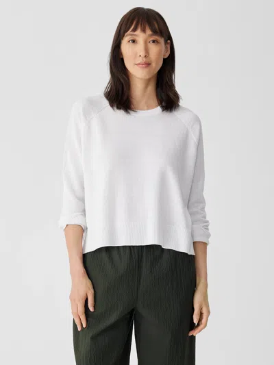 Eileen Fisher Organic Linen Cotton Raglan-sleeve Top In White