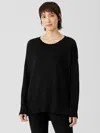 Eileen Fisher Organic Linen Cotton Round Neck Top In Black