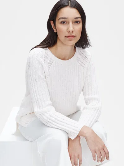 Eileen Fisher Organic Linen Cotton Round Neck Top In White