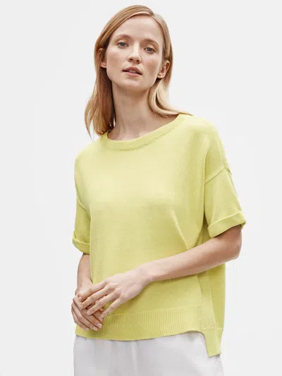 Eileen Fisher Organic Linen Cotton Scoop Neck Box-top In Yellow