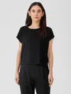 Eileen Fisher Organic Linen Cotton Seed Square Top In Black