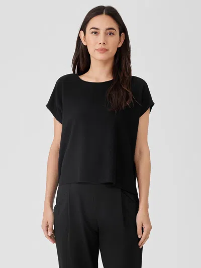 Eileen Fisher Organic Linen Cotton Seed Square Top In Black