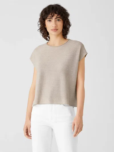 Eileen Fisher Organic Linen Cotton Seed Square Top In Brown