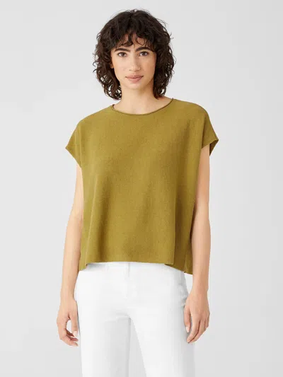 Eileen Fisher Organic Linen Cotton Seed Square Top In Green