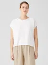 Eileen Fisher Organic Linen Jersey Shirred-back Top In White
