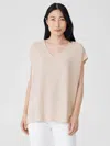 Eileen Fisher Organic Linen Cotton Seed V-neck Top In Brown