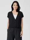 Eileen Fisher Organic Linen Cotton Short-sleeve Cardigan In Black