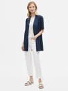 Eileen Fisher Organic Linen Cotton Short-sleeve Cardigan In Purple