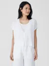 Eileen Fisher Organic Linen Cotton Short-sleeve Cardigan In White