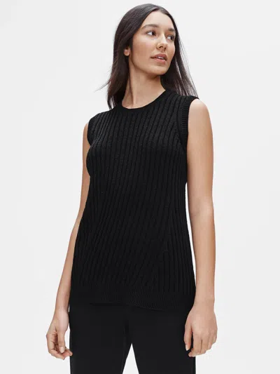 Eileen Fisher Organic Linen Cotton Sleeveless Top In Black