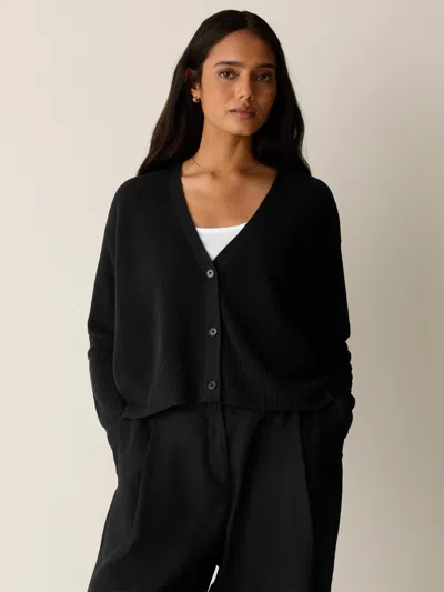 Eileen Fisher Organic Linen Cotton Slouchy Cardigan In Black