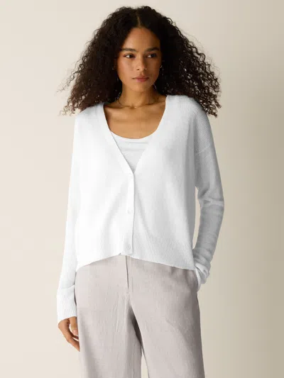 Eileen Fisher Organic Linen Cotton Slouchy Cardigan In White