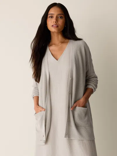 Eileen Fisher Organic Linen Cotton Slouchy Long Cardigan In Undyed Natural