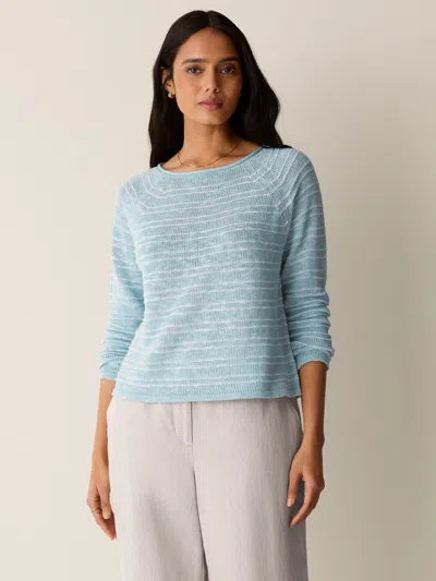 Eileen Fisher Organic Linen Cotton Slub Bateau Neck Top In Blue