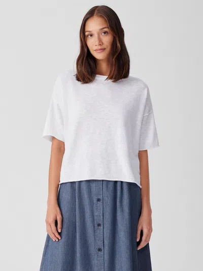 Eileen Fisher Organic Linen Cotton Slub Bateau Neck Top In Bright Sandstone