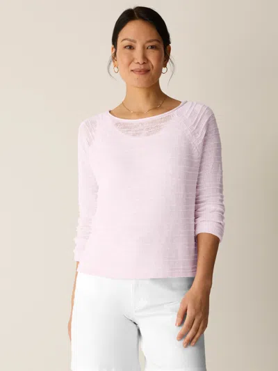 Eileen Fisher Organic Linen Cotton Slub Bateau Neck Top In Pink
