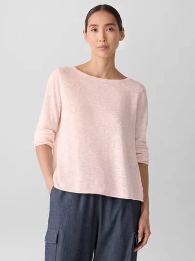 Eileen Fisher Organic Linen Cotton Slub Bateau Neck Top In Pink