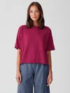 Eileen Fisher Organic Linen Cotton Slub Bateau Neck Top In Red