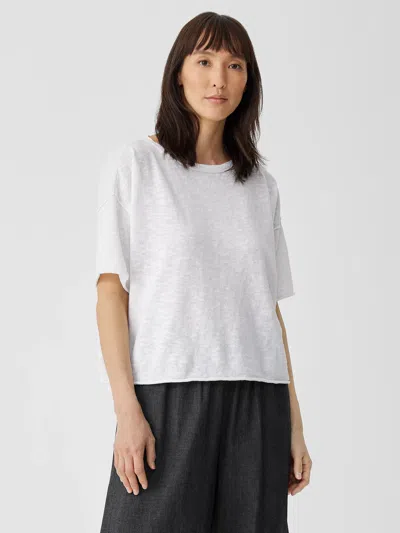 Eileen Fisher Organic Linen Cotton Slub Bateau Neck Top In White