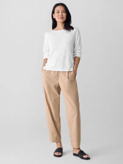 Eileen Fisher Organic Linen Cotton Slub Bateau Neck Top In White
