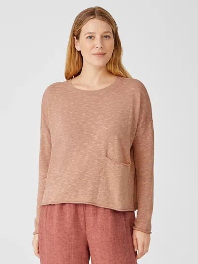 Eileen Fisher Organic Linen Cotton Slub Box-top In Brown