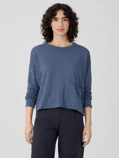 Eileen Fisher Organic Linen Cotton Slub Box-top In Blue