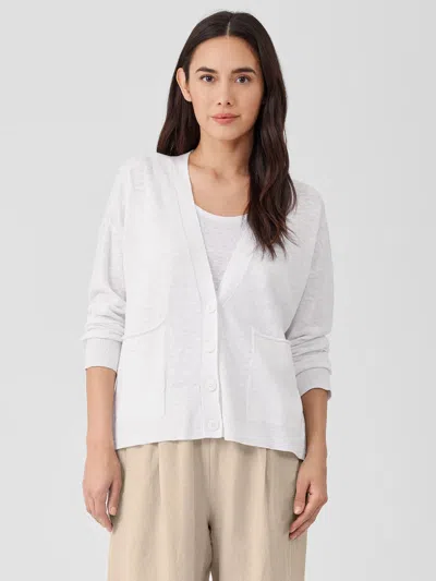 Eileen Fisher Organic Linen Cotton Slub Cardigan In White