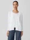 Eileen Fisher Organic Linen Cotton Slub Cardigan In White