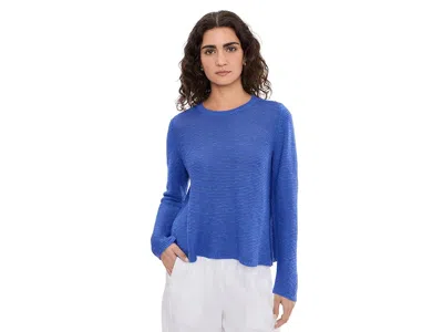 Eileen Fisher Organic Linen Cotton Slub Crew Neck Pullover In Blue