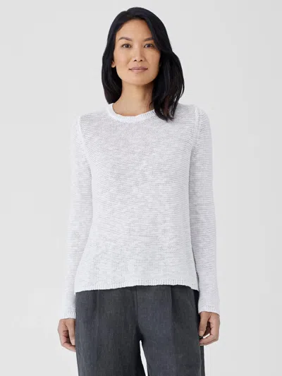 Eileen Fisher Organic Linen Cotton Slub Crew Neck Top In Gray