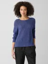 Eileen Fisher Organic Linen Cotton Slub Crew Neck Top In Blue