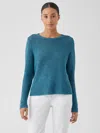 Eileen Fisher Organic Linen Cotton Slub Crew Neck Top In Blue