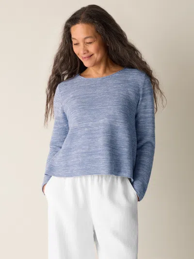 Eileen Fisher Organic Linen Cotton Slub Crew Neck Top In Blue