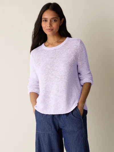 Eileen Fisher Organic Linen Cotton Slub Crew Neck Top In White