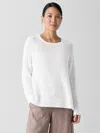 Eileen Fisher Organic Linen Cotton Slub Crew Neck Top In Multi