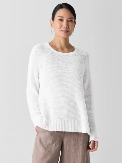 Eileen Fisher Organic Linen Cotton Slub Crew Neck Top In Multi