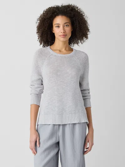 Eileen Fisher Organic Linen Cotton Slub Crew Neck Top In Brown