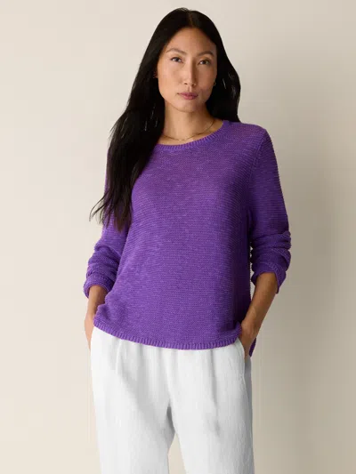 Eileen Fisher Organic Linen Cotton Slub Crew Neck Top In Purple