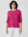 Eileen Fisher Organic Linen Cotton Slub Crew Neck Top In Purple
