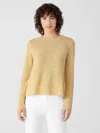 Eileen Fisher Organic Linen Cotton Slub Crew Neck Top In Gold