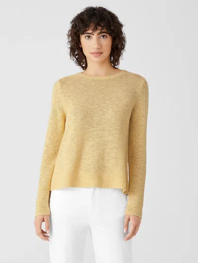 Eileen Fisher Organic Linen Cotton Slub Crew Neck Top In Gold