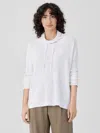 Eileen Fisher Organic Linen Cotton Slub Funnel Neck Top In White