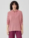 Eileen Fisher Organic Linen Cotton Slub Funnel Neck Top In Pink
