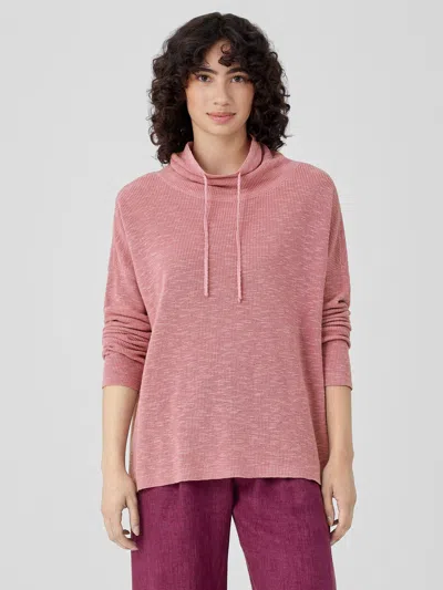 Eileen Fisher Organic Linen Cotton Slub Funnel Neck Top In Pink