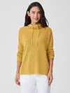 Eileen Fisher Organic Linen Cotton Slub Funnel Neck Top In Yellow