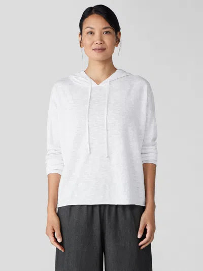 Eileen Fisher Organic Linen Cotton Slub Hooded Top In White