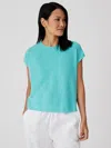 Eileen Fisher Organic Linen Cotton Square Top In Blue
